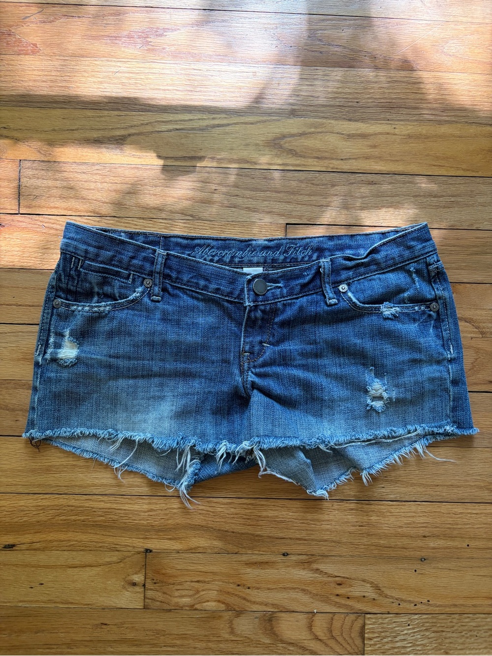 Vintage Y2K Abercrombie and Fitch Micro Low Rise Denim Shorts Distressed 2005